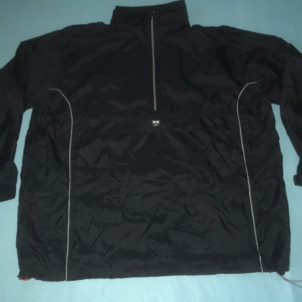 NIKE Air Max windbreaker 1/4 zip black gray hooded red check mark NEW size XXL